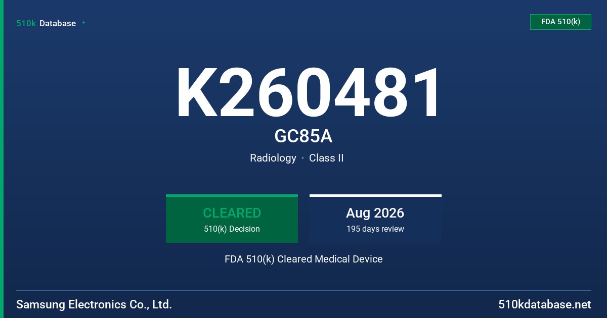 K260481 GC85A FDA 510(k) Cleared Medical Device