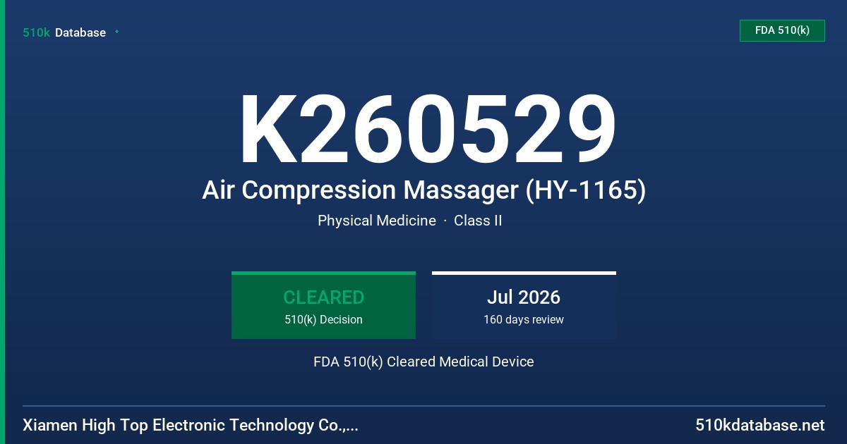 K260529 Air Compression Massager (HY-1165) FDA 510(k) Cleared Medical Device