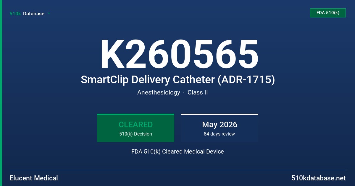 K260565 SmartClip Delivery Catheter (ADR-1715) FDA 510(k) Cleared Medical Device