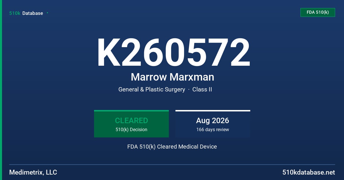 K260572 Marrow Marxman FDA 510(k) Cleared Medical Device