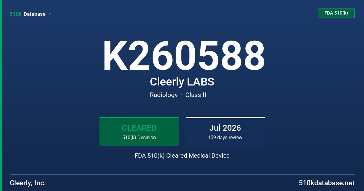 K260588 Cleerly LABS FDA 510(k) Cleared Medical Device
