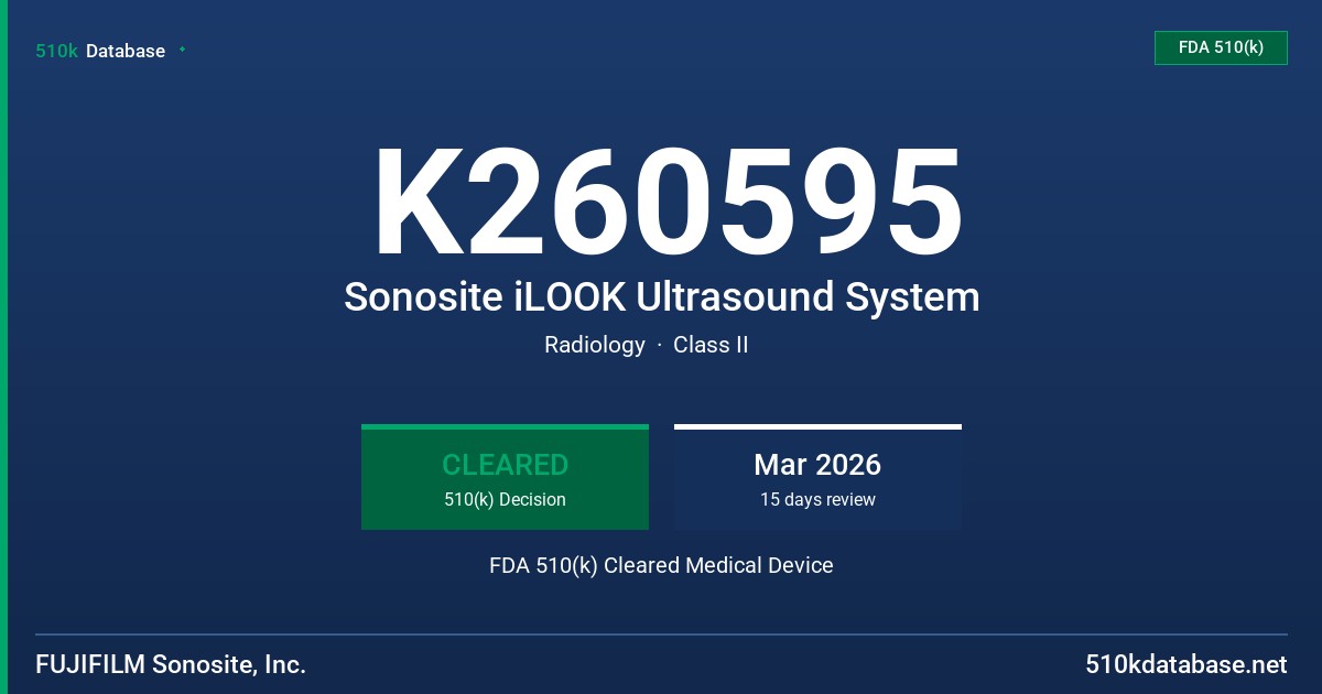 K260595 Sonosite iLOOK Ultrasound System FDA 510(k) Cleared Medical Device