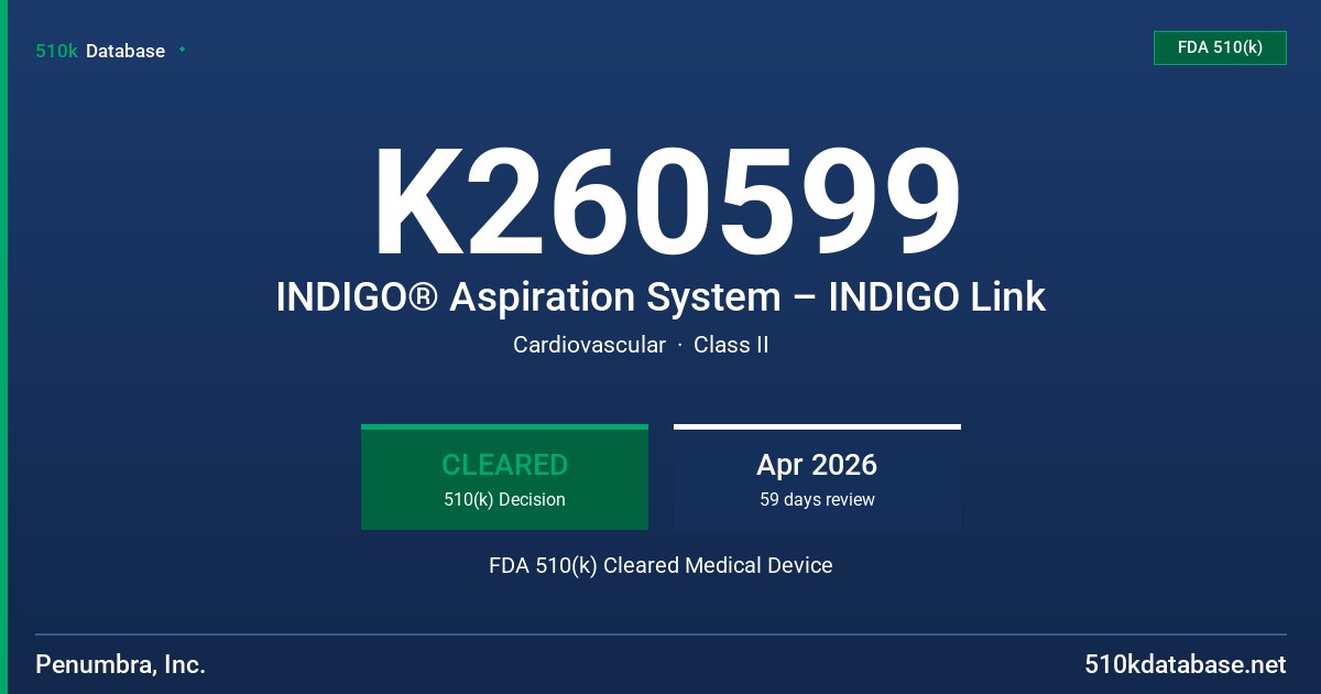 K260599 INDIGO® Aspiration System – INDIGO Link FDA 510(k) Cleared Medical Device