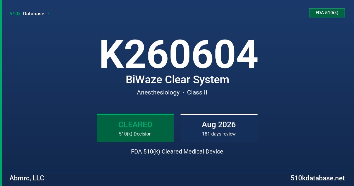 K260604 BiWaze Clear System FDA 510(k) Cleared Medical Device