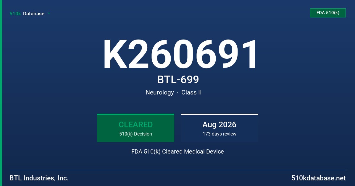 K260691 BTL-699 FDA 510(k) Cleared Medical Device