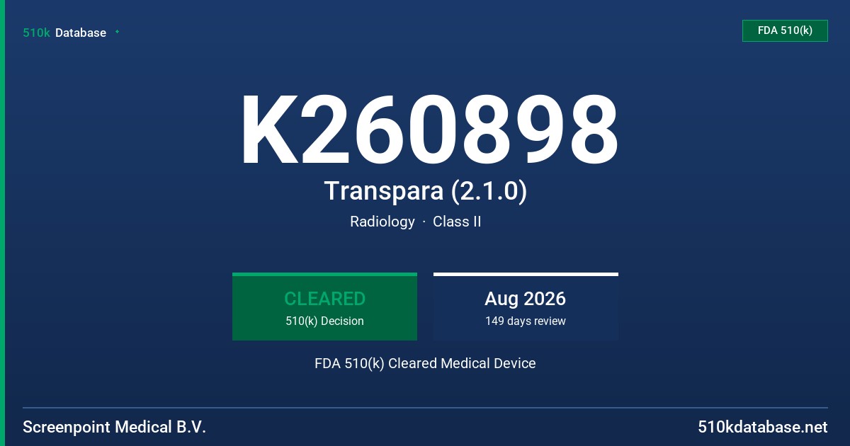K260898 Transpara (2.1.0) FDA 510(k) Cleared Medical Device