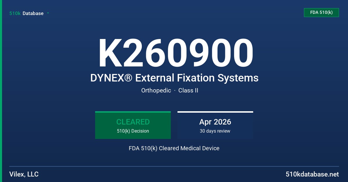 K260900 DYNEX® External Fixation Systems FDA 510(k) Cleared Medical Device