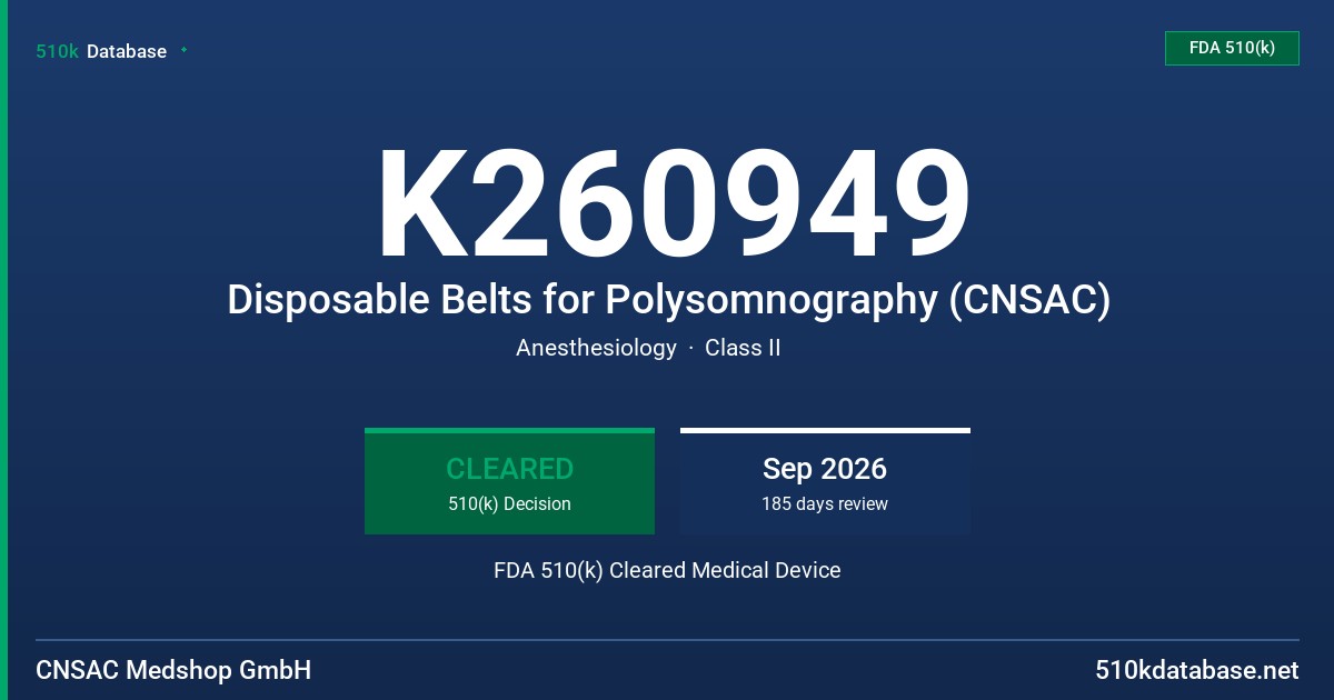 K260949 Disposable Belts for Polysomnography (CNSAC) FDA 510(k) Cleared Medical Device