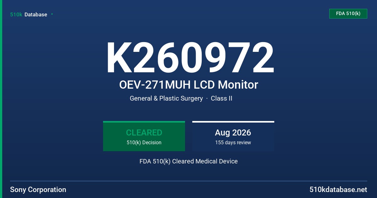 K260972 OEV-271MUH LCD Monitor FDA 510(k) Cleared Medical Device