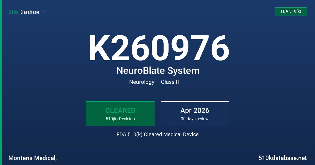 K260976 NeuroBlate System FDA 510(k) Cleared Medical Device