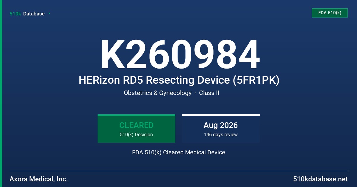 K260984 HERizon RD5 Resecting Device (5FR1PK) FDA 510(k) Cleared Medical Device