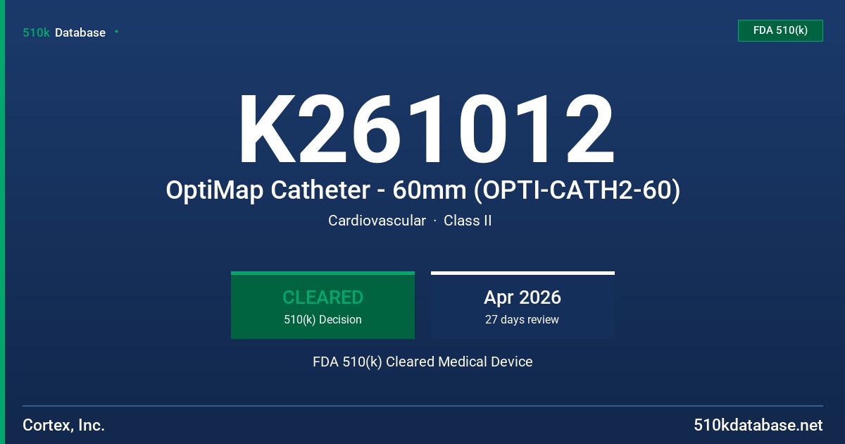 K261012 OptiMap Catheter - 60mm (OPTI-CATH2-60) FDA 510(k) Cleared Medical Device