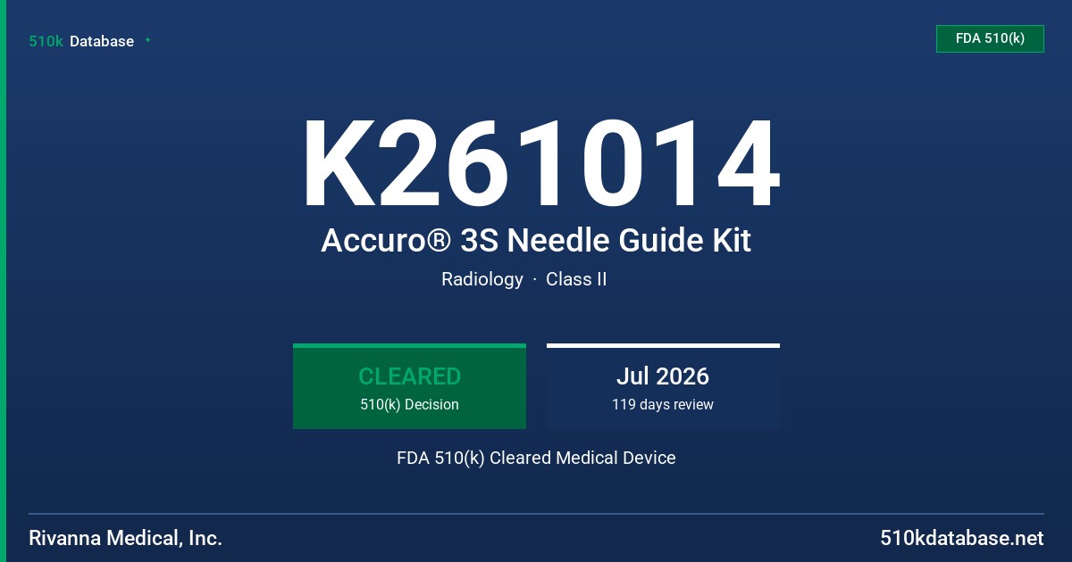 K261014 Accuro® 3S Needle Guide Kit FDA 510(k) Cleared Medical Device