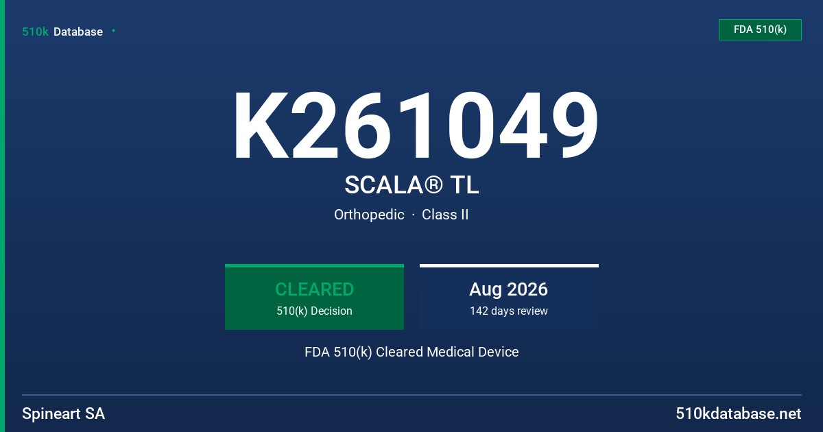 K261049 SCALA® TL FDA 510(k) Cleared Medical Device