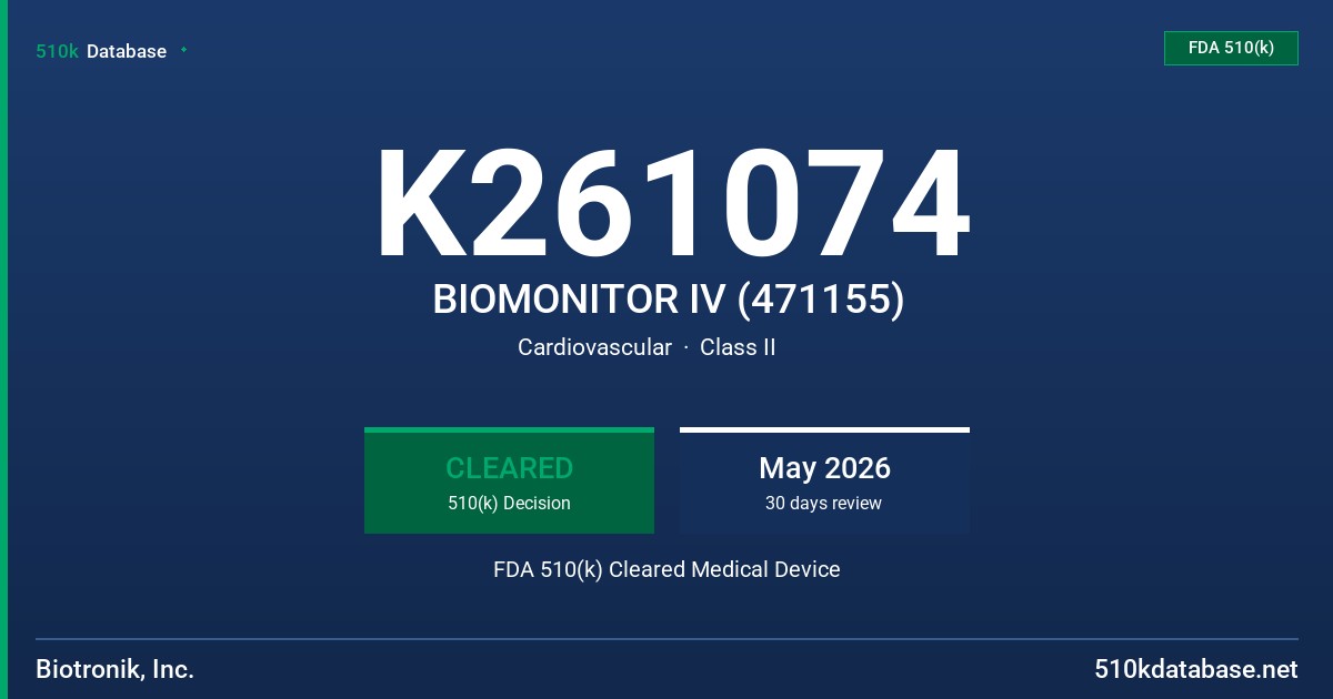 K261074 BIOMONITOR IV (471155) FDA 510(k) Cleared Medical Device
