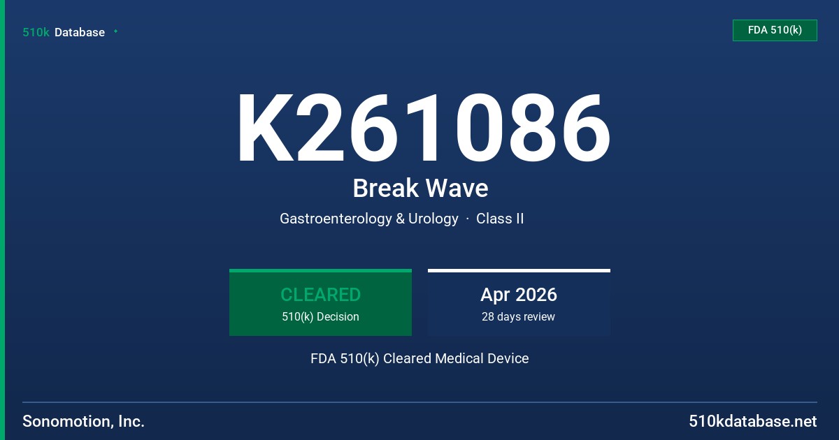 K261086 Break Wave FDA 510(k) Cleared Medical Device