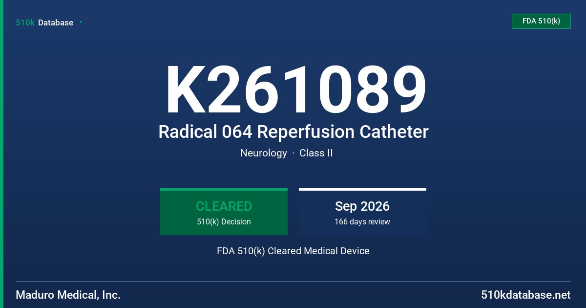 K261089 Radical 064 Reperfusion Catheter FDA 510(k) Cleared Medical Device