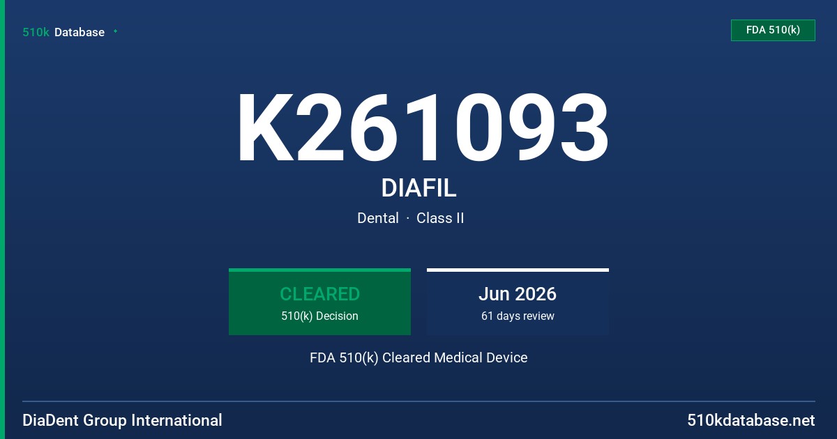 K261093 DIAFIL FDA 510(k) Cleared Medical Device