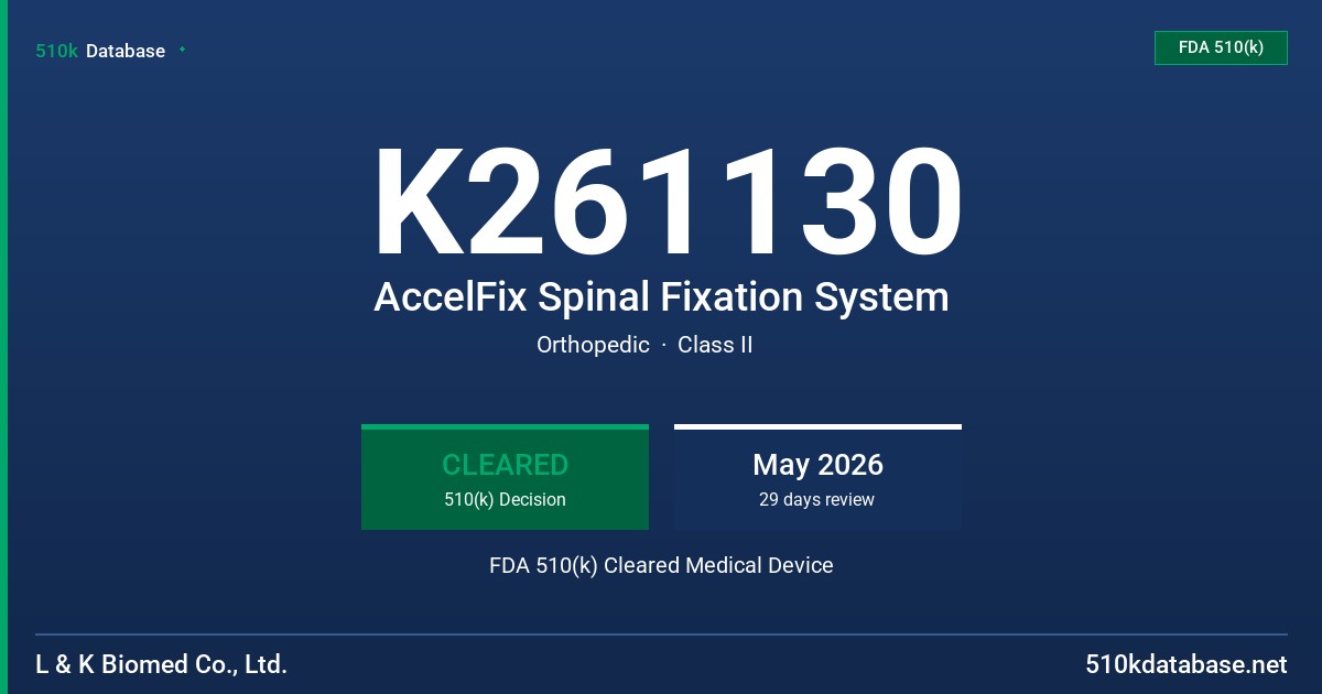 K261130 AccelFix Spinal Fixation System FDA 510(k) Cleared Medical Device