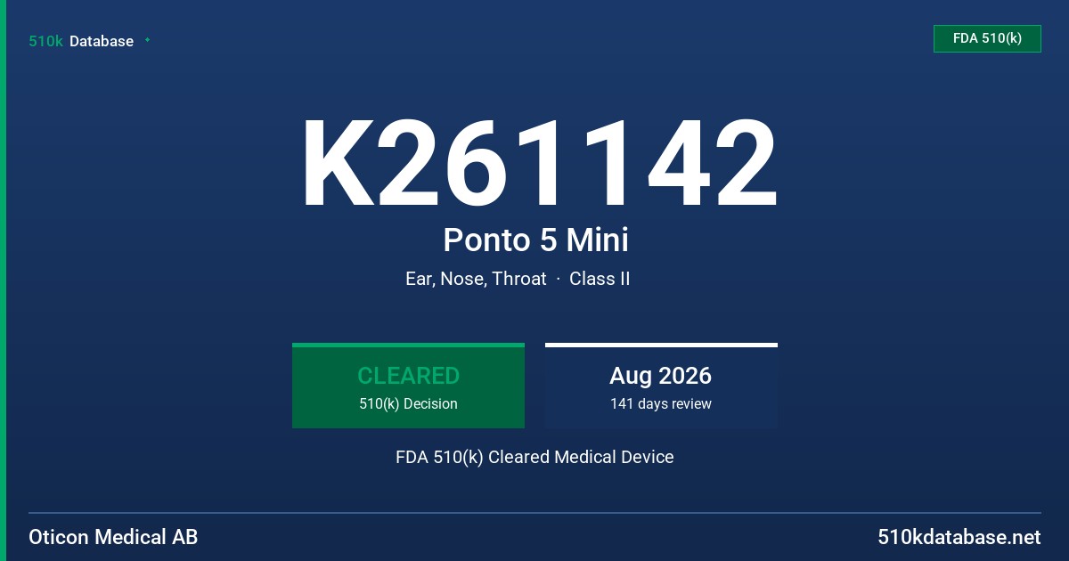 K261142 Ponto 5 Mini FDA 510(k) Cleared Medical Device
