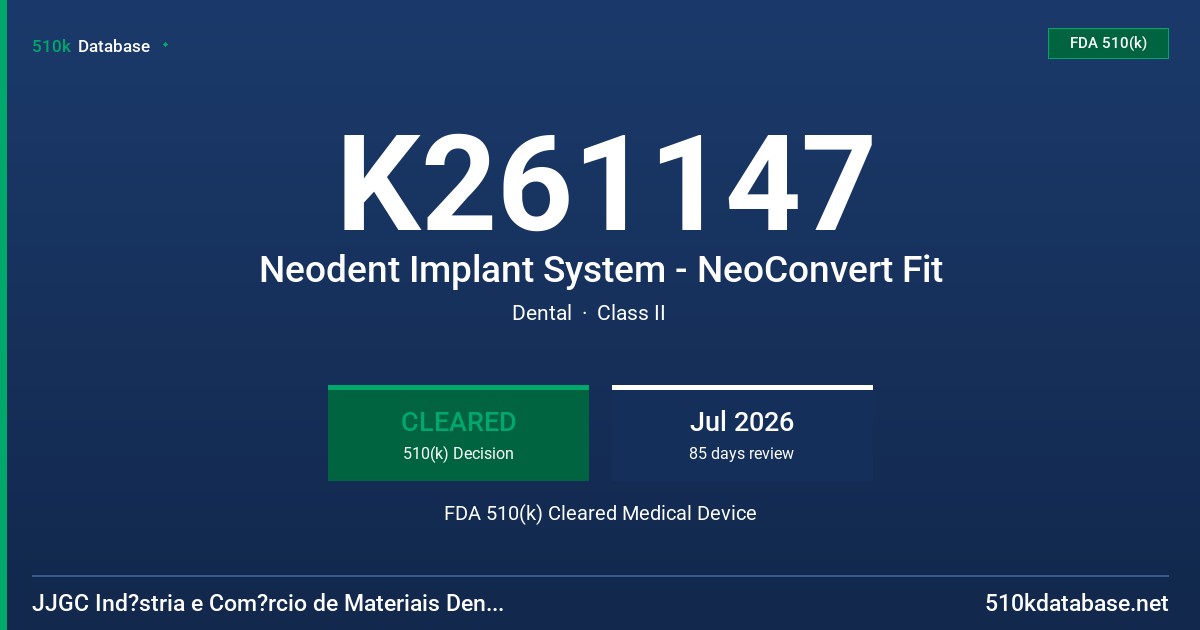 K261147 Neodent Implant System - NeoConvert Fit FDA 510(k) Cleared Medical Device