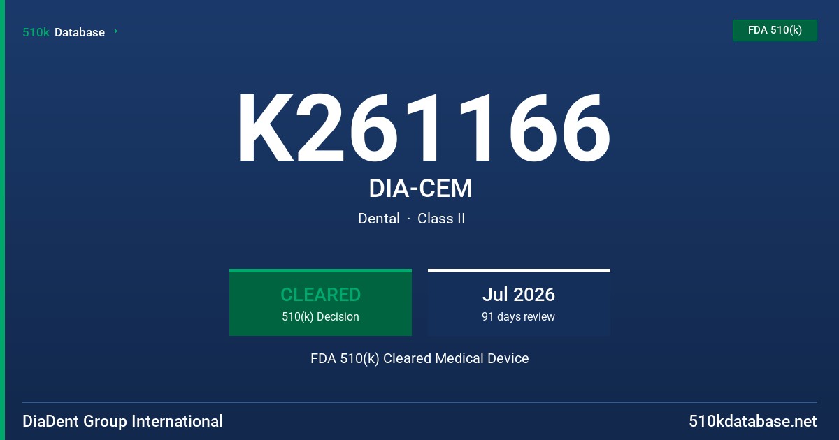 K261166 DIA-CEM FDA 510(k) Cleared Medical Device
