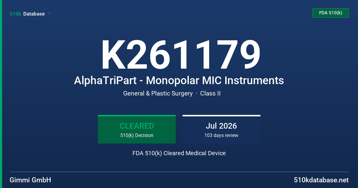 K261179 AlphaTriPart - Monopolar MIC Instruments FDA 510(k) Cleared Medical Device