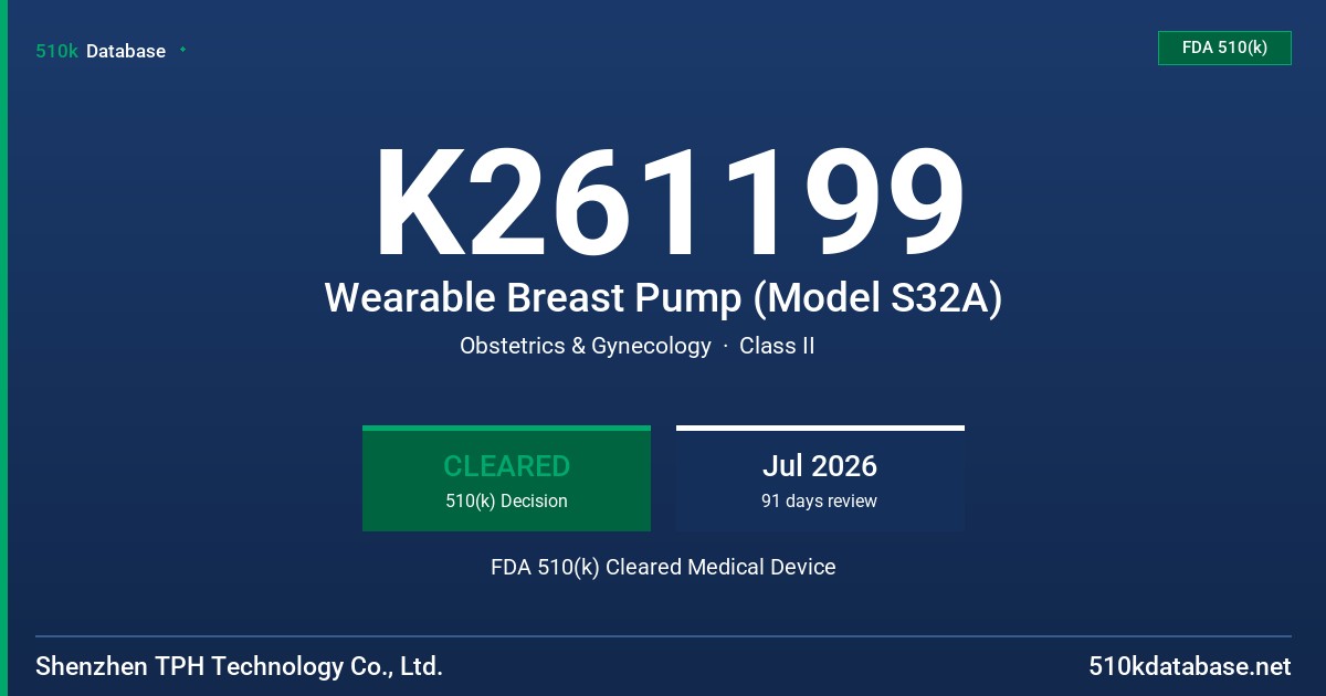 K261199 Wearable Breast Pump (Model S32A) FDA 510(k) Cleared Medical Device