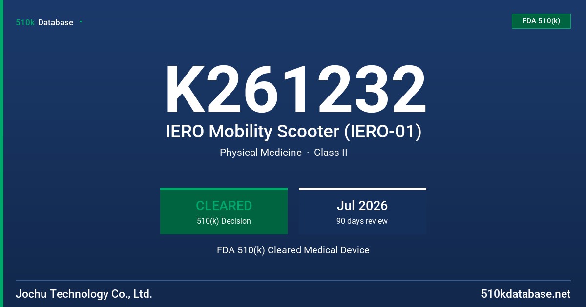 K261232 IERO Mobility Scooter (IERO-01) FDA 510(k) Cleared Medical Device