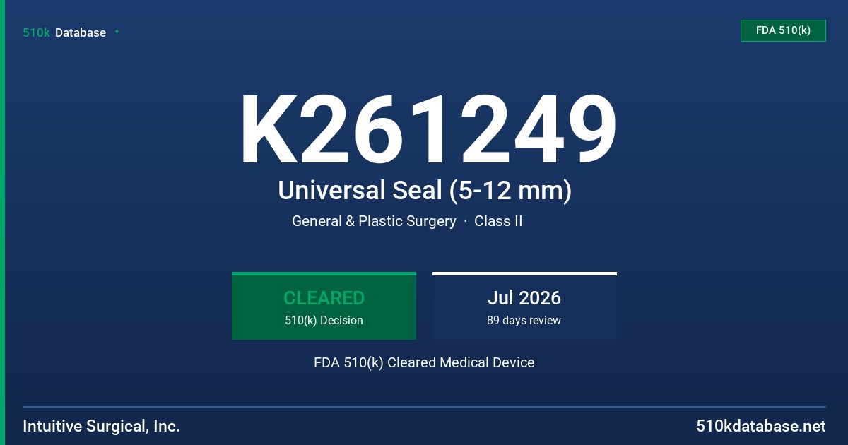 K261249 Universal Seal (5-12 mm) FDA 510(k) Cleared Medical Device