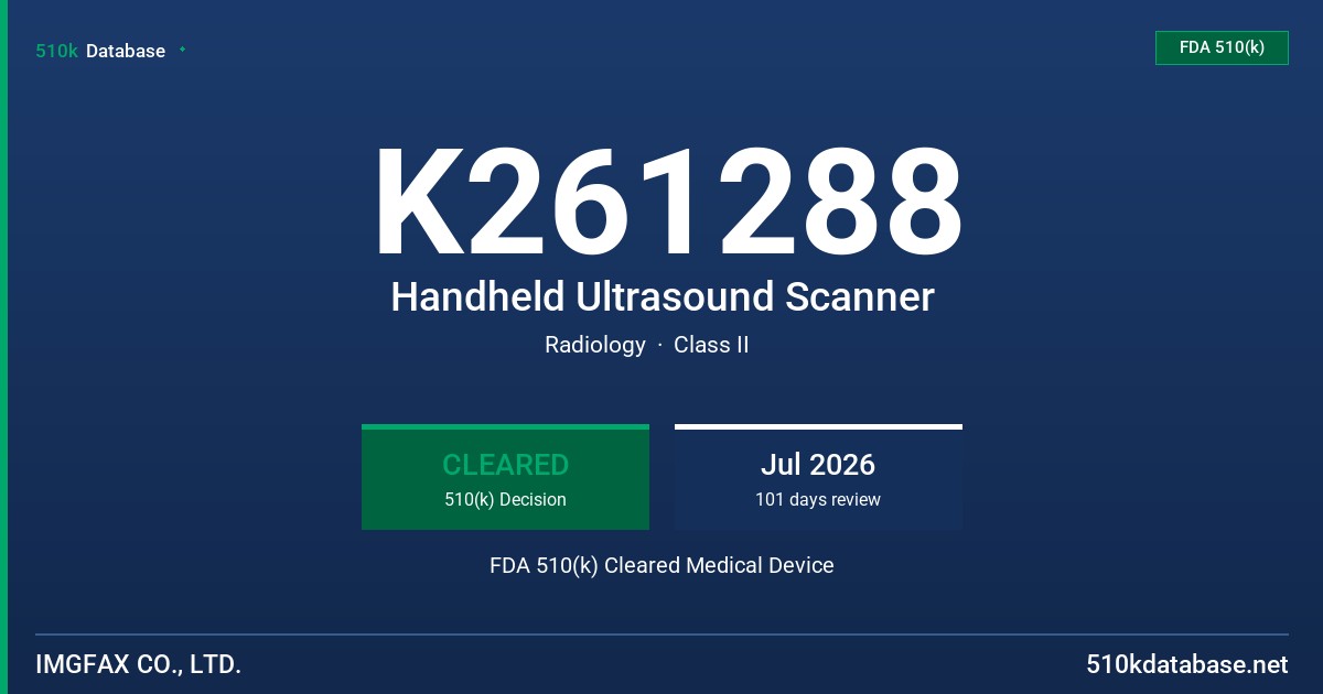 K261288 Handheld Ultrasound Scanner FDA 510(k) Cleared Medical Device