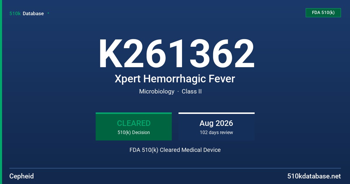 K261362 Xpert Hemorrhagic Fever FDA 510(k) Cleared Medical Device