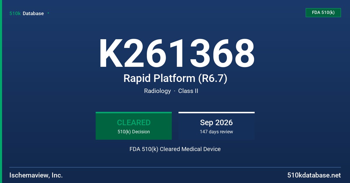 K261368 Rapid Platform (R6.7) FDA 510(k) Cleared Medical Device