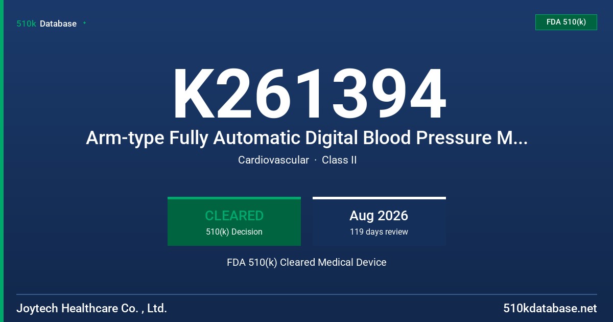 K261394 Arm-type Fully Automatic Digital Blood Pressure Monitor (DBP-6186 Plus, DBP-6286B Plus, DBP-61E3 Plus, DBP-61E2 Plus, DBP-62E3B Plus, DBP-62E2B Plus) FDA 510(k) Cleared Medical Device