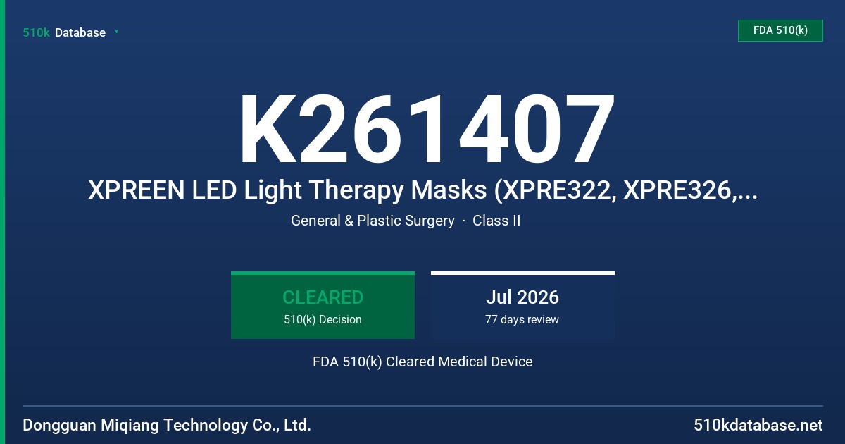 K261407 XPREEN LED Light Therapy Masks (XPRE322, XPRE326, XPRE327, XPRE342, XPRE368, XPRE422, XPRE434, XPRE451, XPRE455, XPRE457, XPRE448, XPRE335, XPRE350, XPRE420, XPRE436, XPRE339, XPRE445) FDA 510(k) Cleared Medical Device