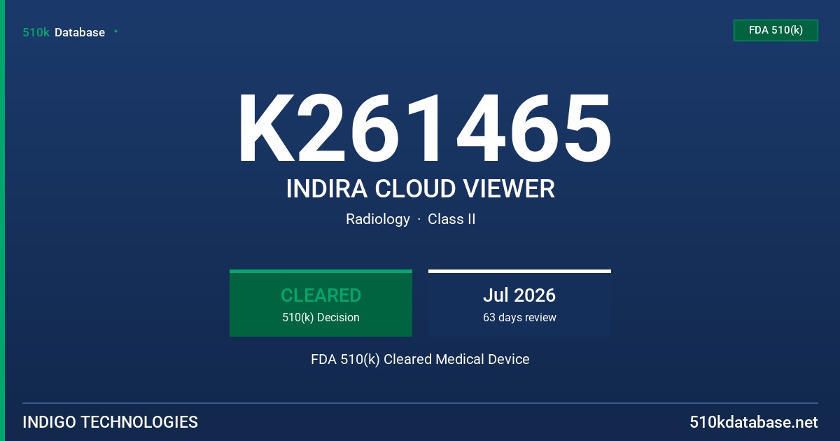 K261465 INDIRA CLOUD VIEWER FDA 510(k) Cleared Medical Device