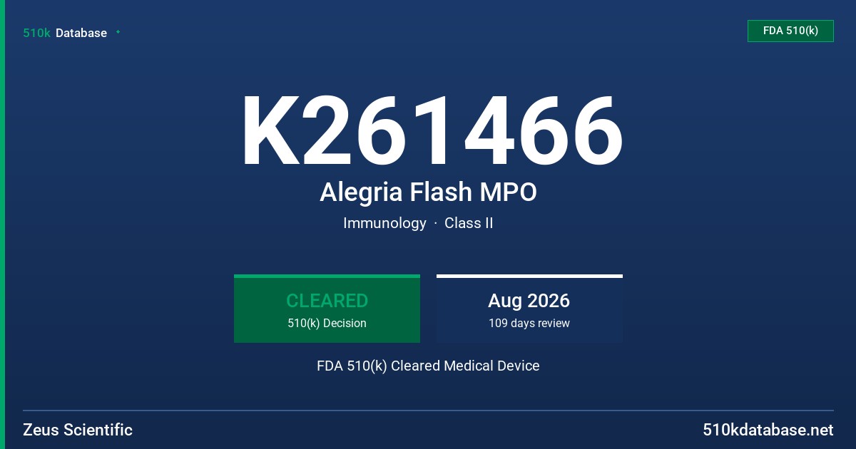 K261466 Alegria Flash MPO FDA 510(k) Cleared Medical Device