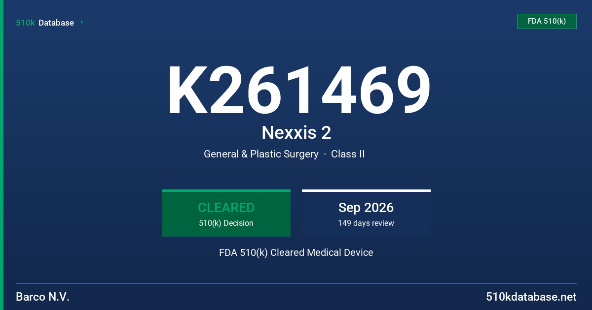 K261469 Nexxis 2 FDA 510(k) Cleared Medical Device