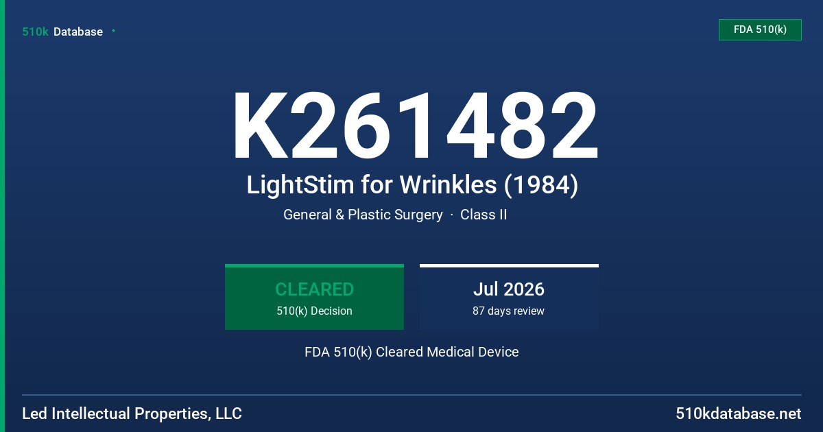 K261482 LightStim for Wrinkles (1984) FDA 510(k) Cleared Medical Device