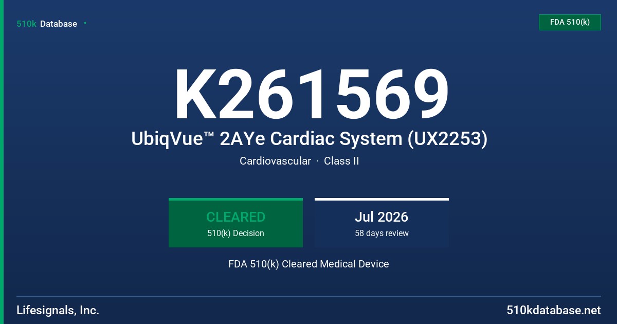 K261569 UbiqVue™ 2AYe Cardiac System (UX2253) FDA 510(k) Cleared Medical Device