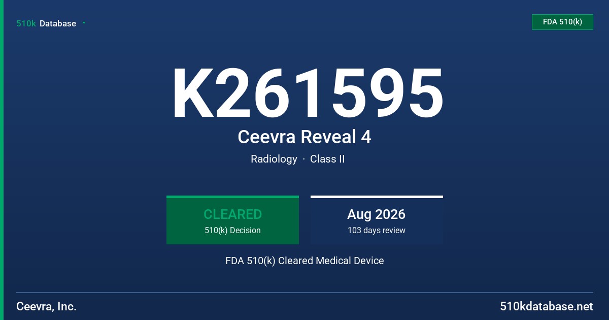 K261595 Ceevra Reveal 4 FDA 510(k) Cleared Medical Device