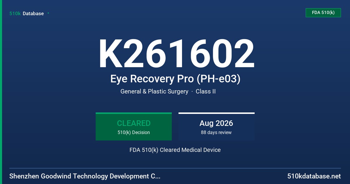 K261602 Eye Recovery Pro (PH-e03) FDA 510(k) Cleared Medical Device