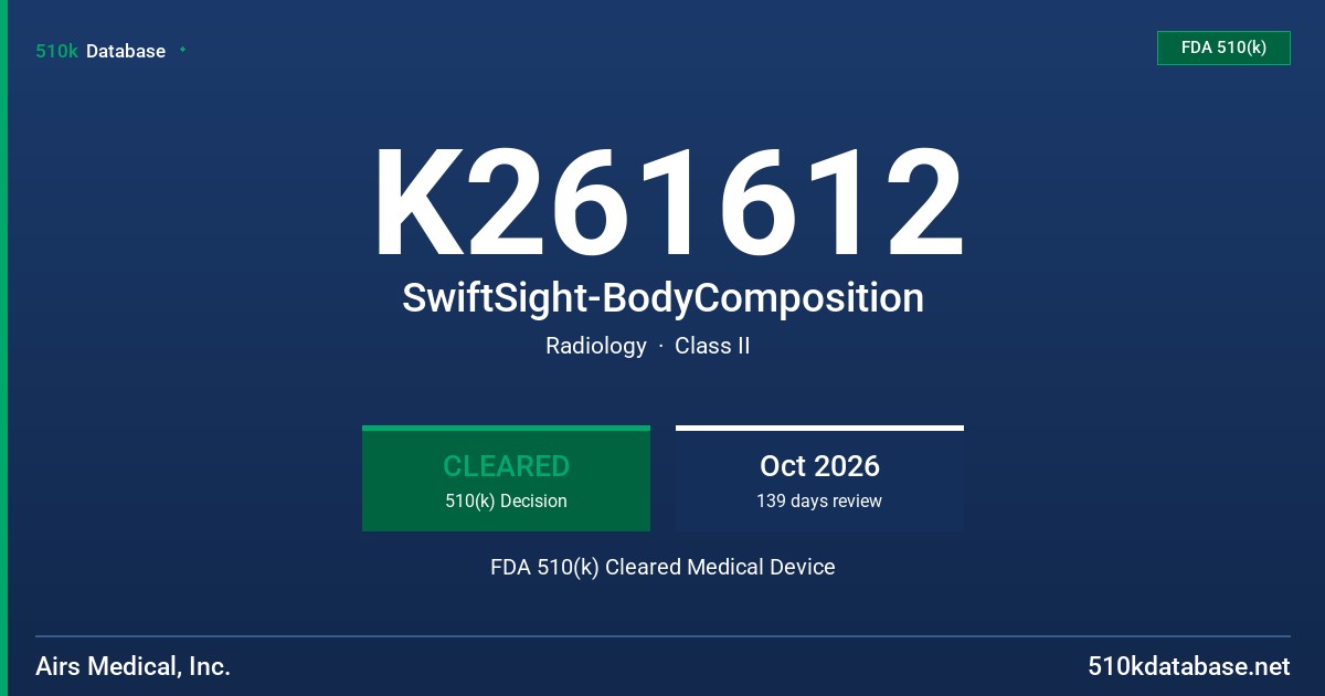 K261612 SwiftSight-BodyComposition FDA 510(k) Cleared Medical Device