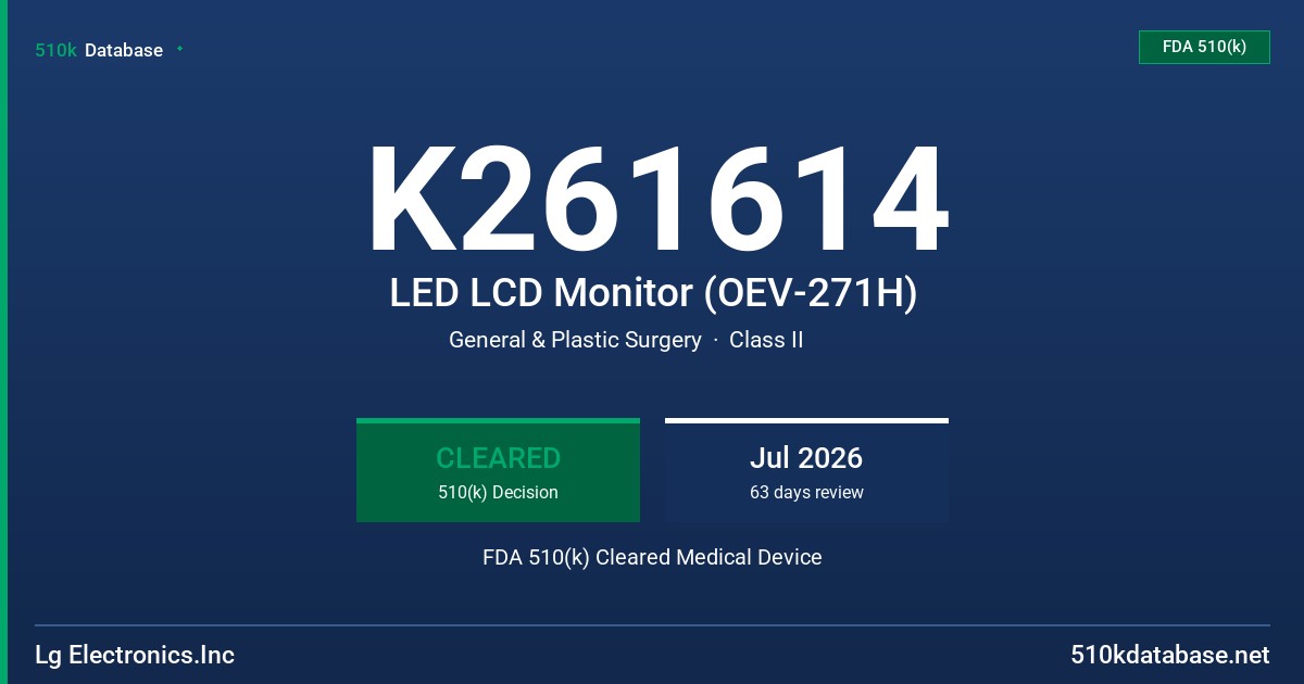 K261614 LED LCD Monitor (OEV-271H) FDA 510(k) Cleared Medical Device