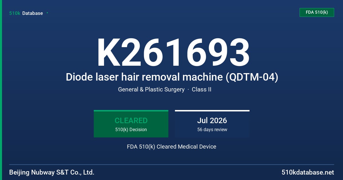 K261693 Diode laser hair removal machine (QDTM-04) FDA 510(k) Cleared Medical Device