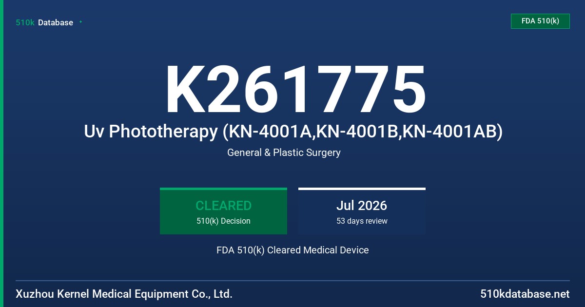 K261775 Uv Phototherapy (KN-4001A,KN-4001B,KN-4001AB) FDA 510(k) Cleared Medical Device