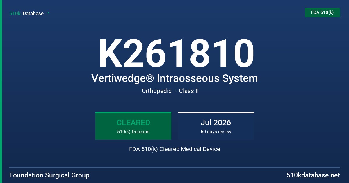 K261810 Vertiwedge® Intraosseous System FDA 510(k) Cleared Medical Device