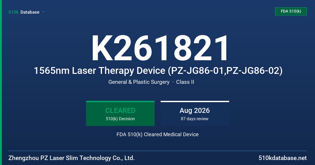 K261821 1565nm Laser Therapy Device (PZ-JG86-01,PZ-JG86-02) FDA 510(k) Cleared Medical Device