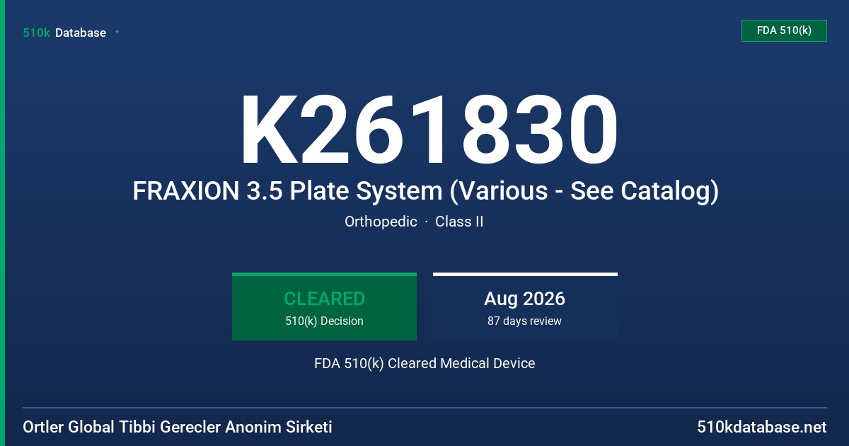 K261830 FRAXION 3.5 Plate System (Various - See Catalog) FDA 510(k) Cleared Medical Device