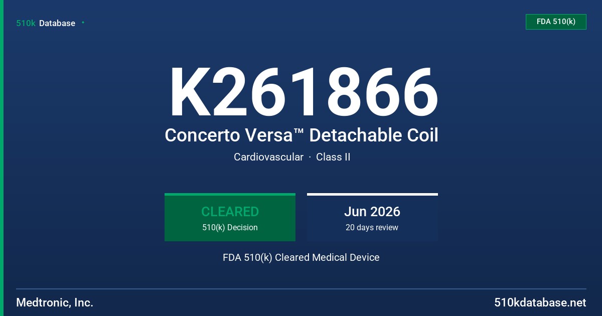 K261866 Concerto Versa™ Detachable Coil FDA 510(k) Cleared Medical Device